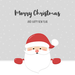 Christmas card with funny Santa Claus and wishes. Vector