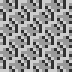 Seamless pattern. Checks, strokes, figures ornament. Squares, rectangles, shapes wallpaper. Ethnic motif. Tiles, forms, slabs backdrop. Geometric background. Mosaic illustration. Vector abstract.