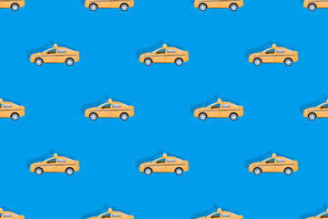 Taxi car. Seamless pattern on the theme of taxi.