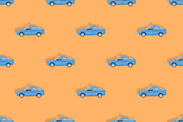Taxi car. Seamless pattern on the theme of taxi.