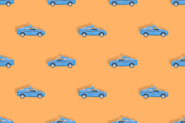 Taxi car. Seamless pattern on the theme of taxi.