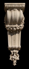 Elements of architectural decorations of buildings, a beam, a bracket under the balcony and a...