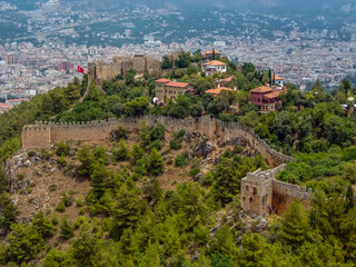 Fototapeta na wymiar A view over the castle above the city of Alanya Turkey in the summertime