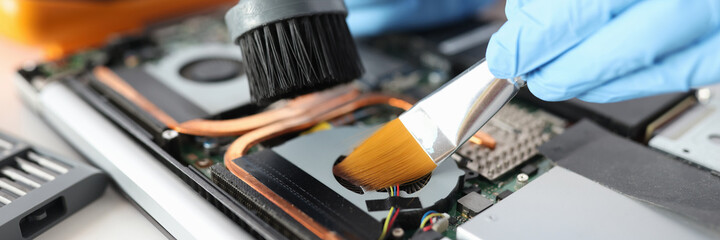 Computer hard drive repair and maintenance closeup