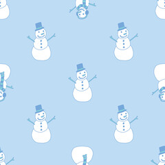 Reversible snowman pattern in ice blue