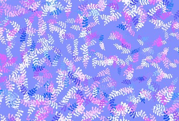 Fototapeta na wymiar Light Pink, Blue vector doodle texture with leaves.