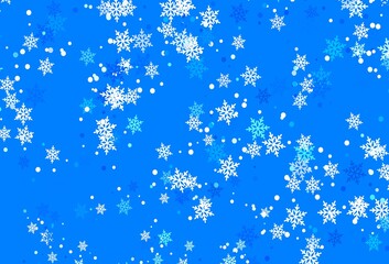 Light BLUE vector pattern with christmas snowflakes.