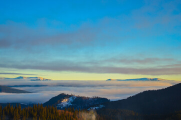 Amazing mountain landscape on a cloudy day, natural outdoor travel background. A picturesque scene in the Carpathians.