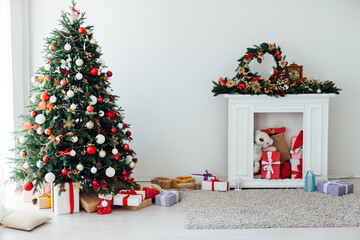 Christmas tree decor lights garland New Year's Eve holiday white background