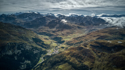village in a valley near the Swiss Alps