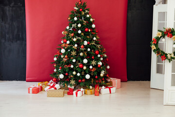 Christmas tree decor presents new year's background