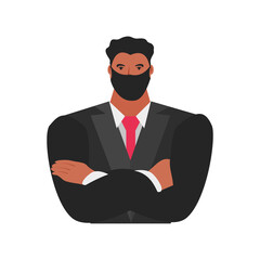 businessman with mask folded arms character