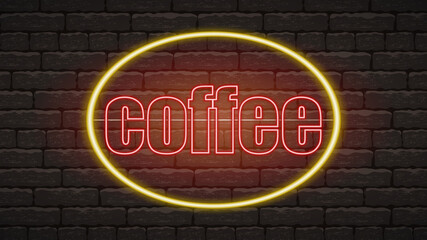 Fototapeta premium Coffee neon sign vector. Coffee Shop Design template neon sign, light banner, neon signboard, nightly bright advertising, light inscription. Vector illustration