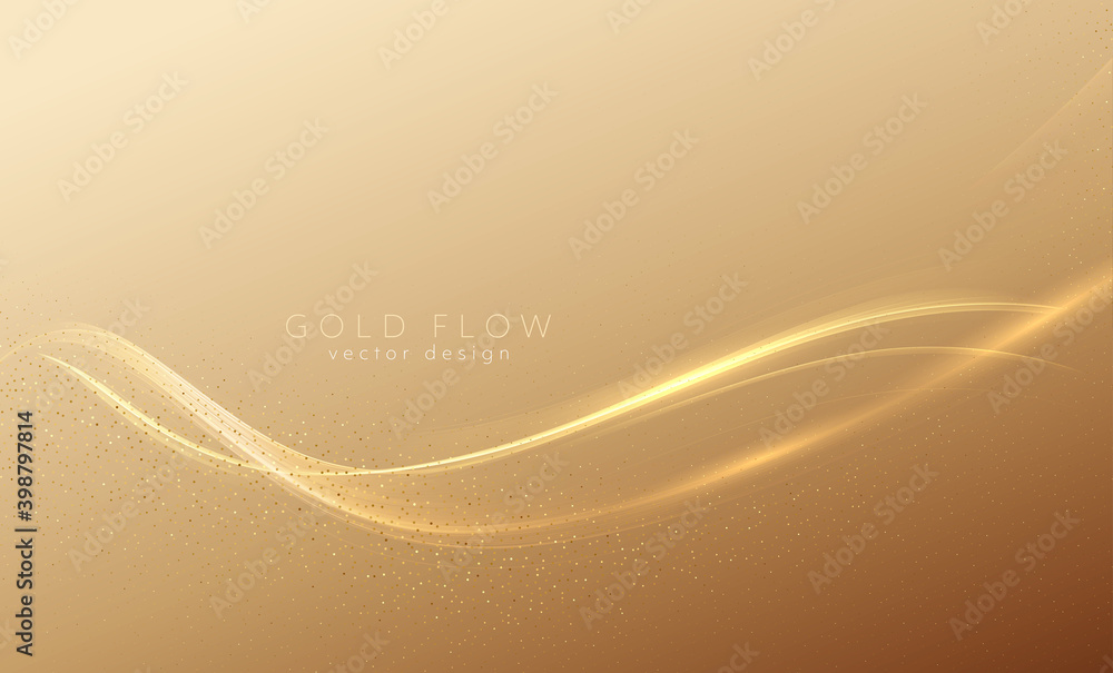 Aufkleber Abstract shiny color gold wave design element