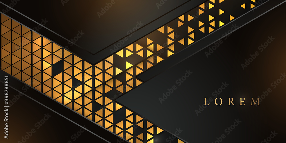 Poster vector abstract golden triangle pattern background. shiny gold mosaic
