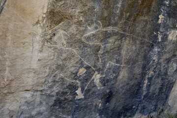 Prehistoric petroglyphs in a Gobustan cave in Azerbaijan 