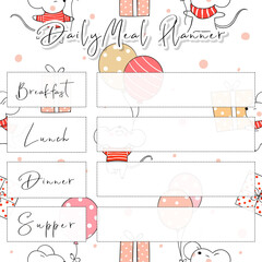 Obraz premium Ideas, Reminder, Meal planner notepad or sticky note for digital planners, journal and printable papers - Christmas Cute Animal Planners Collection 