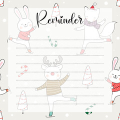 Ideas, Reminder, Meal planner notepad or sticky note for digital planners, journal and printable papers - Christmas Cute Animal Planners Collection 