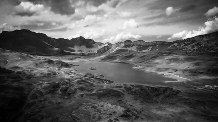 Amazing nature of the Swiss Alps - the Melchsee Frutt district in Switzerland from above - travel photography