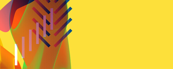 Abstract background on Illuminating color 2021 futuristic elements banner geometric juicy yellow gradient