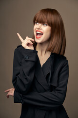 Obraz premium Cropped view attractive model Light skin suit outerwear