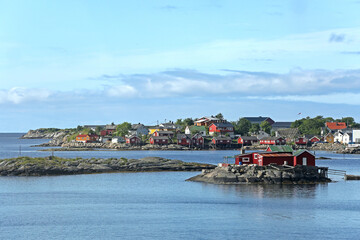 Fototapeta na wymiar Colorful and cute coastal village at the Lofoten islands, Norway, Europe