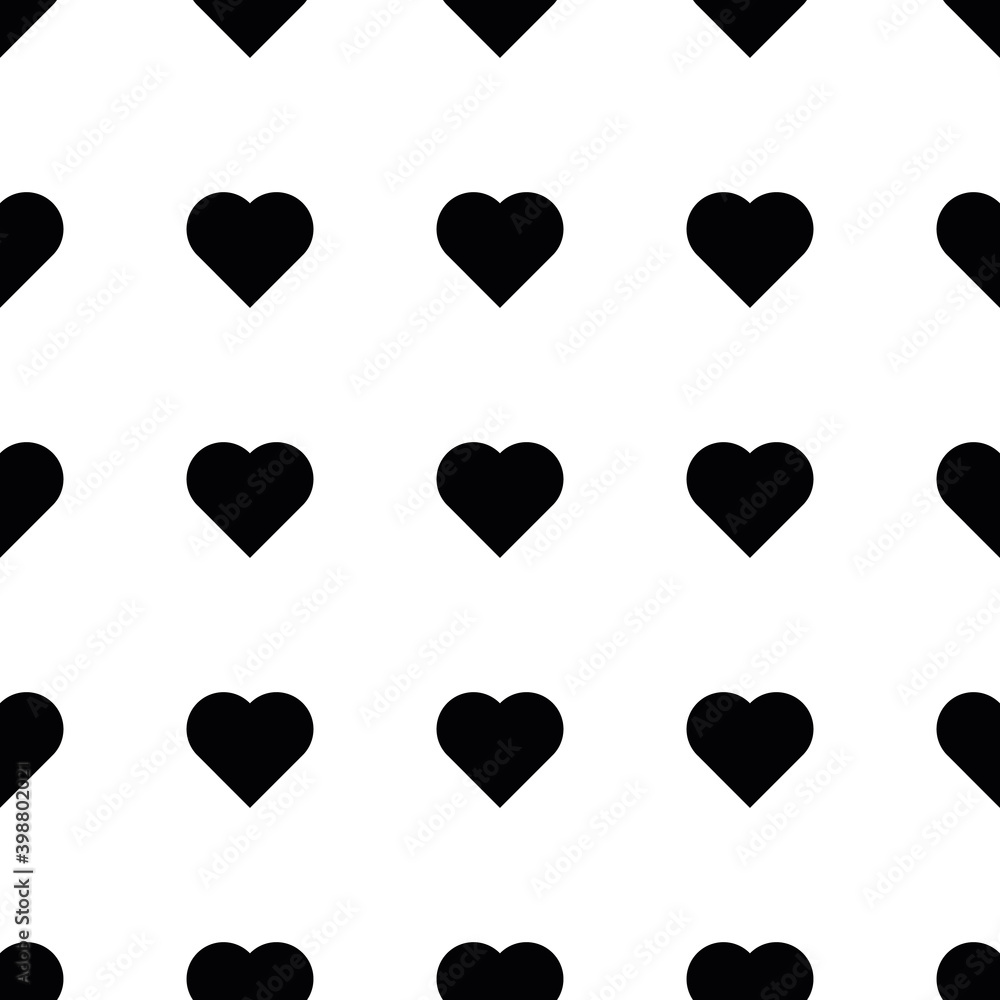 Wall mural black heart seamless pattern