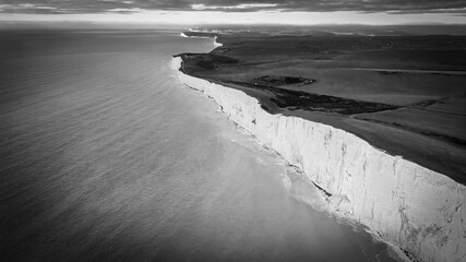 Flight over the white cliffs of the English South coast - travel photography