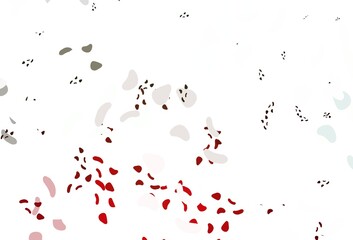 Light green, red vector background with abstract forms.