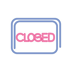 closed neon sign icon on white background