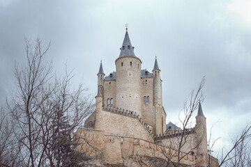 Fototapeta premium Medieval castle with cloudy day