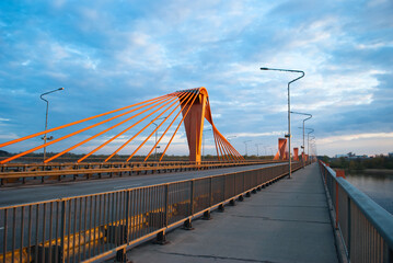 Fototapeta na wymiar the cable car to the southern bridge in Riga