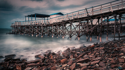 panorama sea trebuchets fishermans