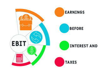 EBIT - Earnings Before Interest and Taxes acronym. business concept background. vector illustration concept with keywords and icons. lettering illustration with icons for web banner, flyer, landing