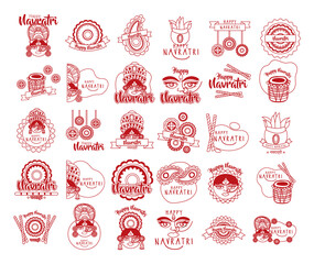 bundle of happy navratri celebration set icons
