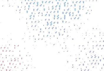 Light blue, red vector template with man, woman symbols.