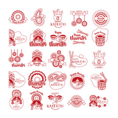 bundle of happy navratri celebration set icons