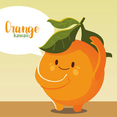 fruit kawaii cheerful face cartoon cute orange