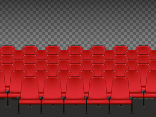 Red seat in the cinema with transparent background