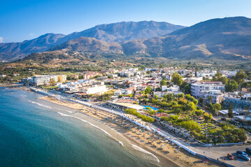 Georgioupoli area, beach travel destination in greece - obrazy, fototapety, plakaty