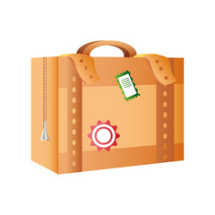 vintage suitcase with stickers travel icon image white background