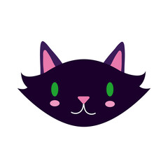 halloween cat black head flat style icon