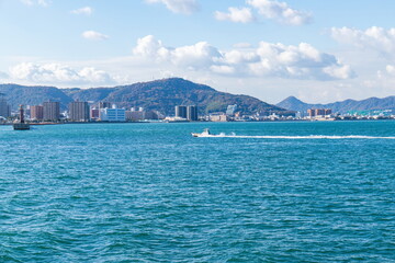 Fototapeta premium Landscape of Takamatsu city coast , Kagawa, Shikoku, Japan