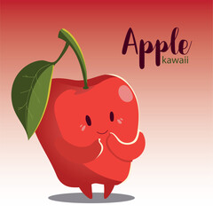 fruit kawaii cheerful face cartoon cute apple