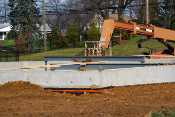 hydraulic lift near the foundation