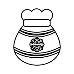 happy merry christmas sack with snowflake line style icon