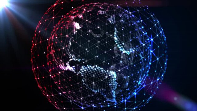 Map of the planet. World map. Global social network. Future. Blue futuristic background with planet Earth.