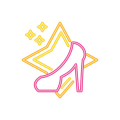 high heel shoe boutique, neon sign icon on white background