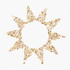 Yellow Sequin Isolated Transparent Background. 