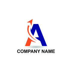 Initial A letter modern logo with arrow plane for logistic, travel, start up template brand